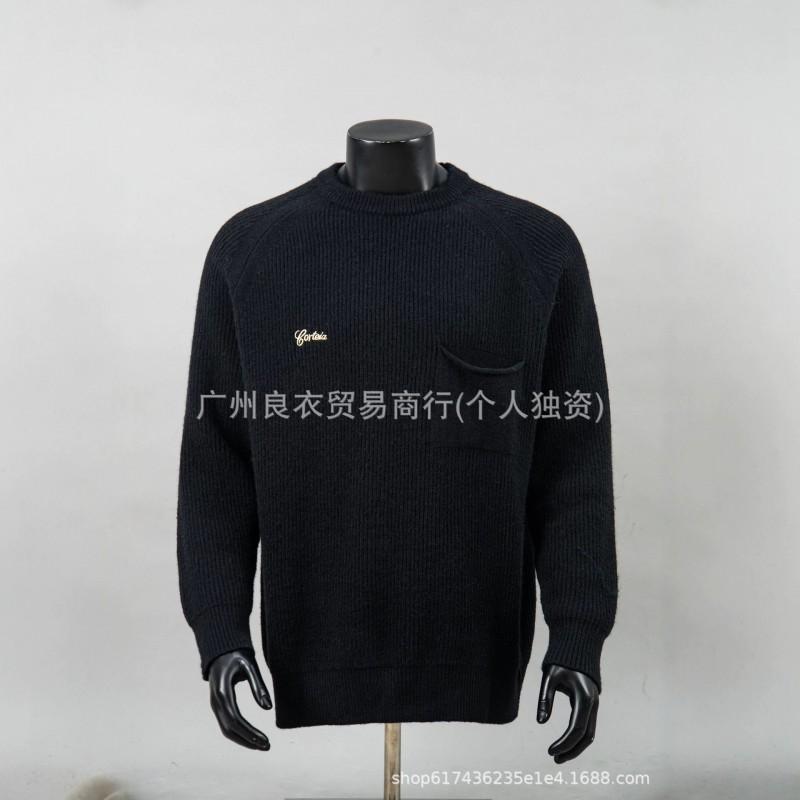 Unisex Streetwear Knit Sweater With Graphic Print Loose Fit Cotton Blend Pullover Casual Hip Hop Style