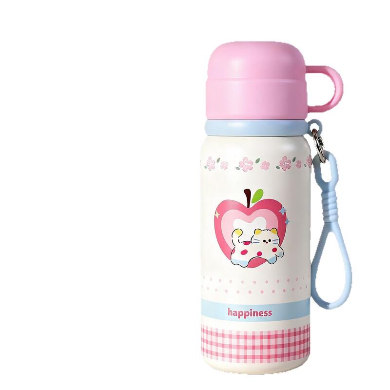 OLOEY Cute Kids Pink Stainless Steel Insulated Water Bottle with Straw