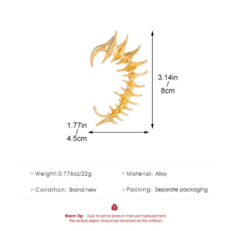 Unique Mechanical Skeleton Ear Cuff Gothic Skeletons Spikes Ear Hook Trendy Silver/Gold Color Earrings for Couples