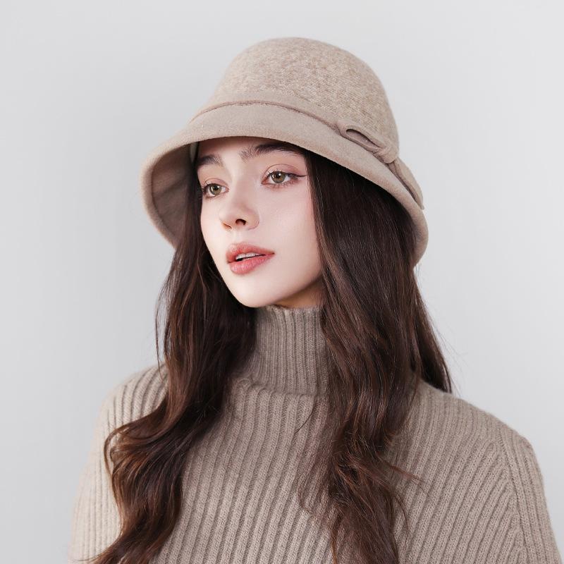 

Шерстяная шляпа в стиле Хепберн, женская французская ретро-шляпа с ароматом, для светской львицы, зимняя теплая панама