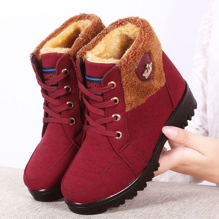 Women's Winter Cotton Boots - Velvet-Lined, Non-Slip Snow Boots for Middle-Aged & Elderly, Plus Size Available