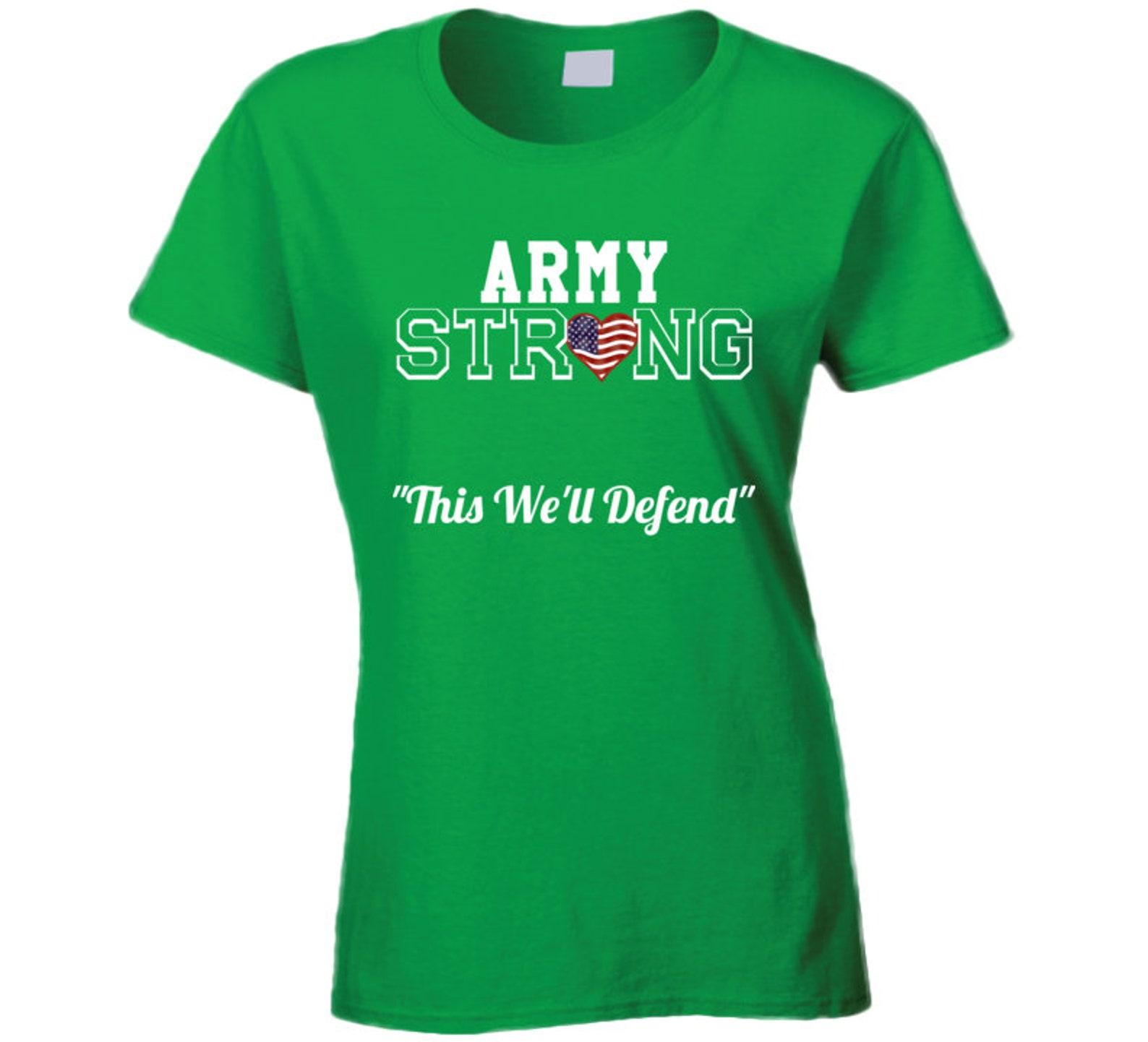 Patriotic Strong Ladies T Shirt Green XL