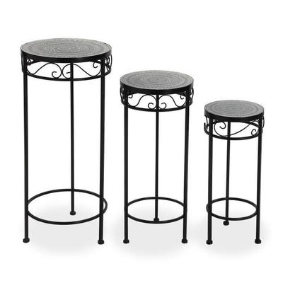 Trumpington Living Room Side Table - 69 X 30 X 30 Cm - Auxiliary Coffee Table Made of Metals and Ceramics - Black and Grey - Versa