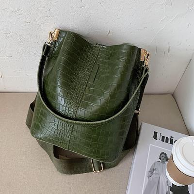 Vintage Bucket Bag Personalized Stone Pattern Buckle Large Capacity Shoulder Bag Temperament Texture Trend Crossbody Bags