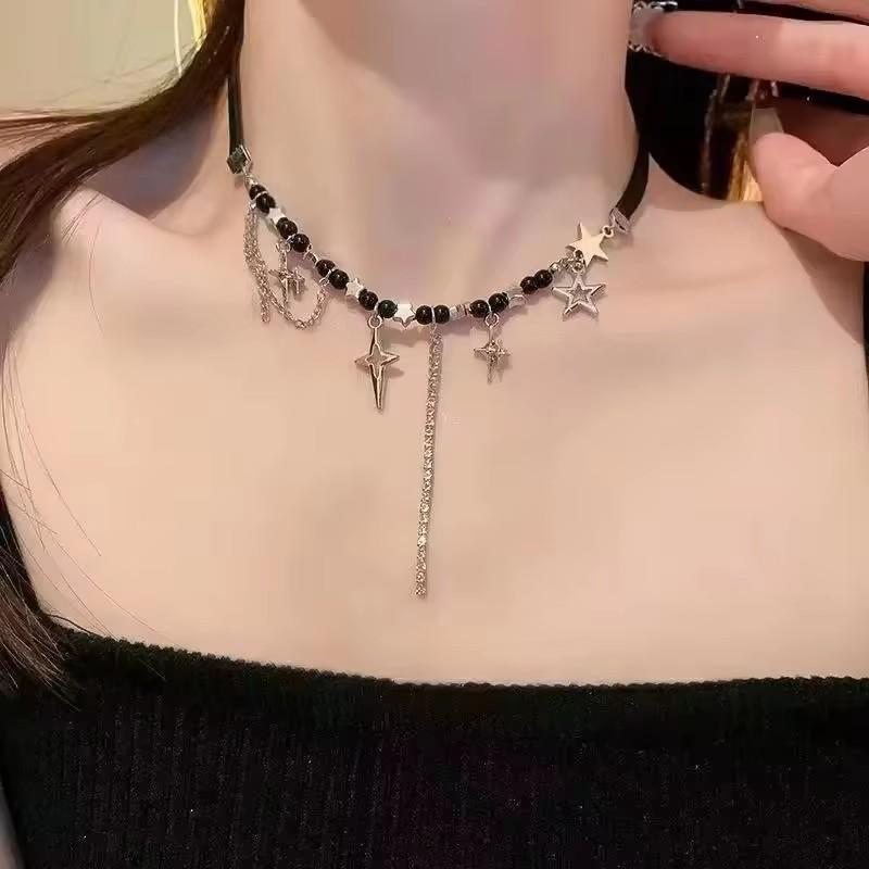Y2K Vintage Butterfly Cross Heart Star Necklace For Women Men Punk PU Leather Choker Jewelry Grunge Charms Stuff EMO Accessories