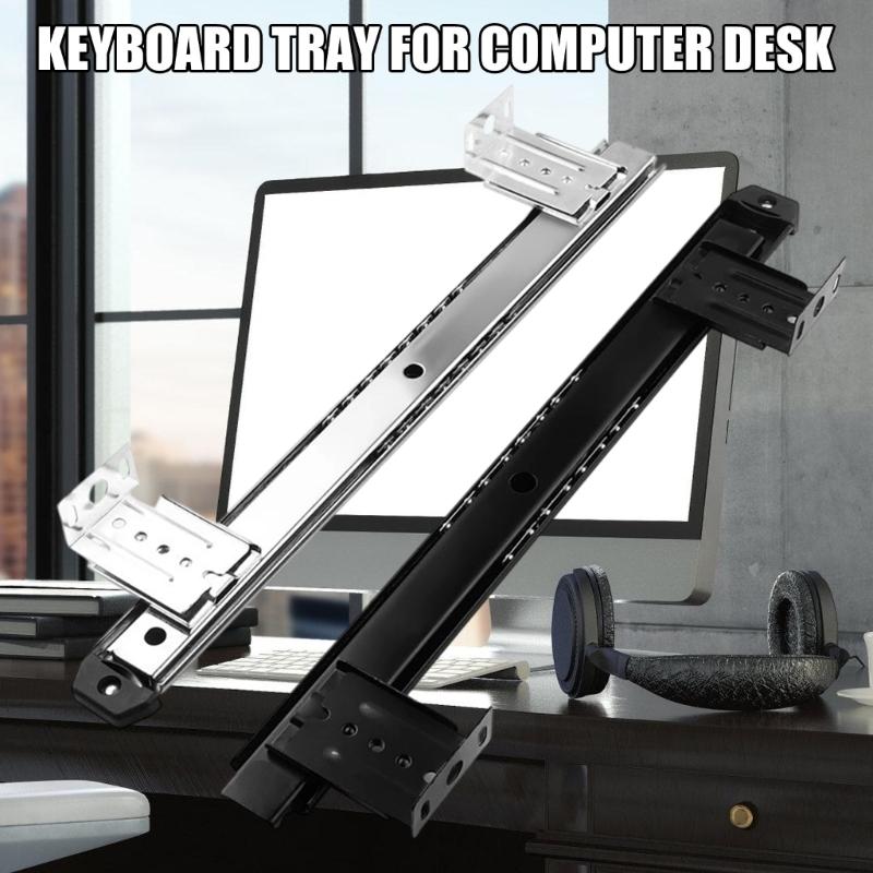 High Capacity Under Desk Keyboards Tray with Quiet Slide Rail Simple Installation Keyboards Mounting for Any Work Space