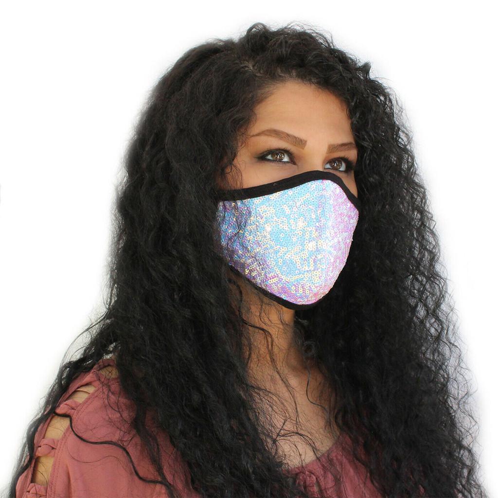 Women Sequins Cotton Mask Washable Breathable Mask Festival Mask