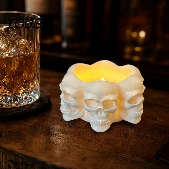 Unique Candle Holders For Halloween 3D Printed Skull Holder, with Internal Groove, Dark Style Holder Ornament, for Tea Wax And LED Candles Atmosphere