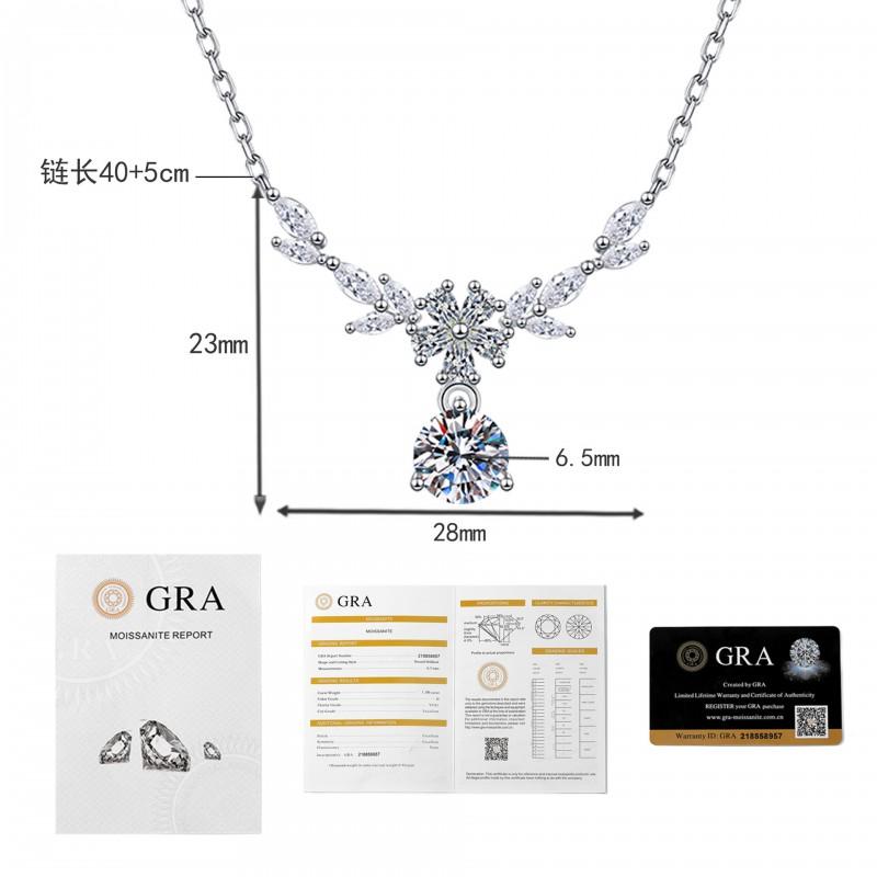 Moissanite Necklace Women Wheat Design Dainty Clavicle Chain Luxury Versatile Jewelry Gift