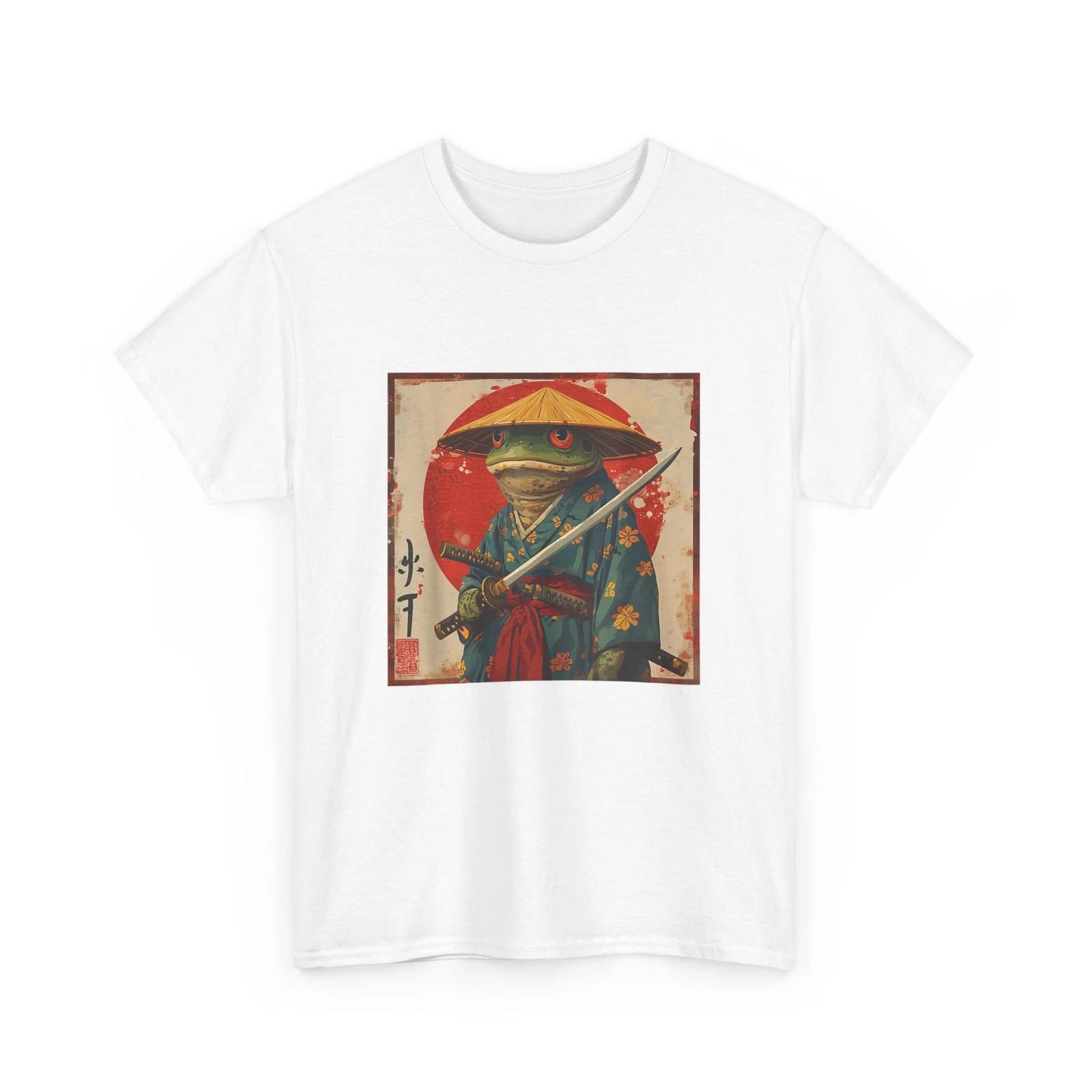 Japanese Woodblock Art: Samurai Frog Japanese kanji T shirt L