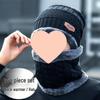 Men's and Women's Winter Warm Knitted Wool Hat & Scarf Set with Fleece Lining, Face Mask, and Neck Protection for Cycling.