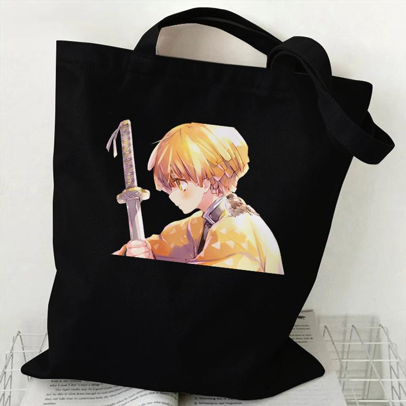 Japan Cartoon Comics Zenitsu Agatsuma Bedruckte Canvas-Tasche Große Kapazität Pendler-Tragetasche Lässige Umhängetasche für Damen 7563