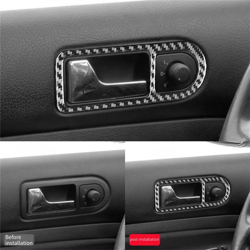 Carbon Fiber Car Styling Interior Door Handle Bowl Frame Cover Trim For VW Golf 4 Jetta Bora MK4 R32 GTI 99-04-A99D