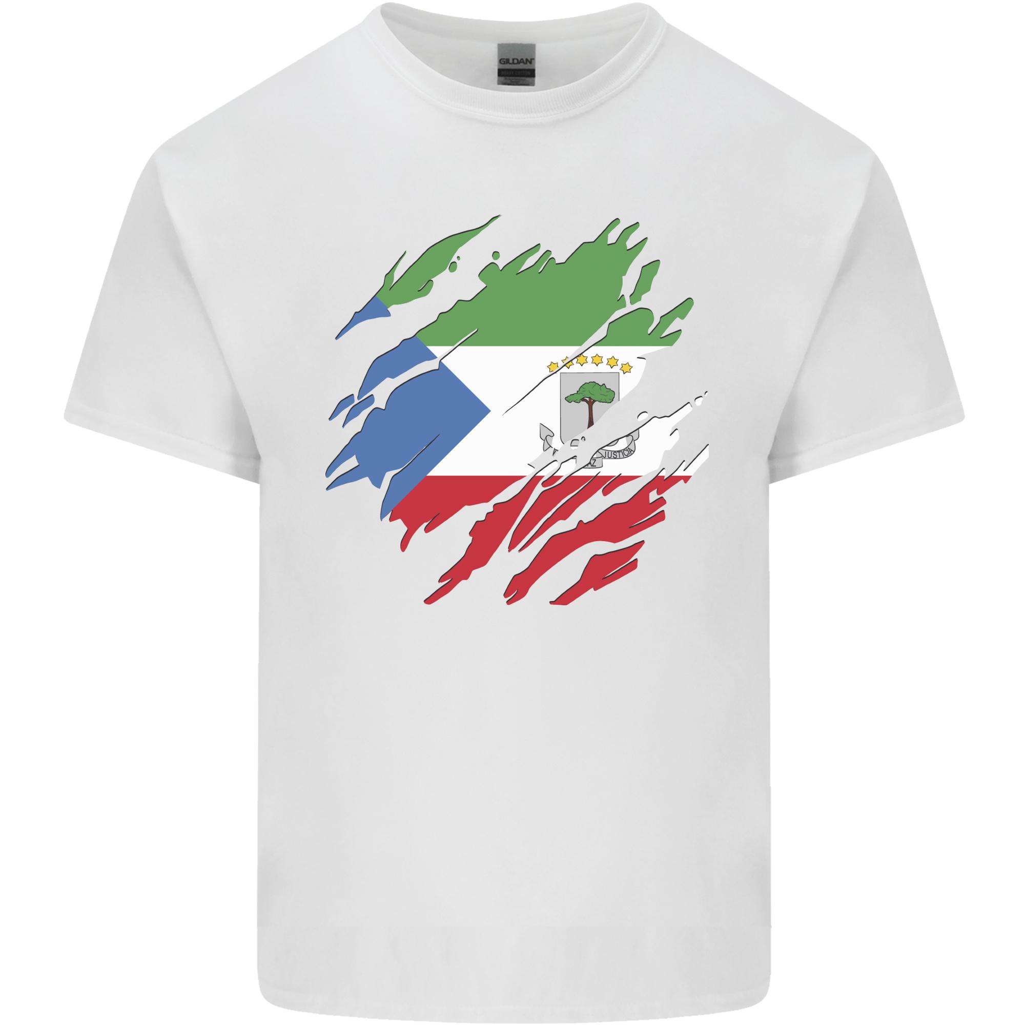 Torn Flag Equatorial Guinea Unisexs Light Cotton TShirt S