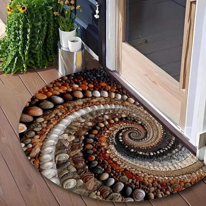 Vintage Evil Eye Semi Circle Doormat Luxury Embossed Pattern Non Slip Entrance Mat Indoor Outdoor Home Decor Rug