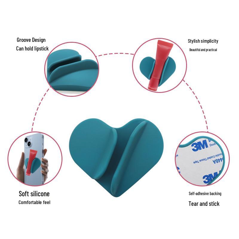 Heart-Shaped Silicone Lipstick & Phone Holder - Trendy and Versatile