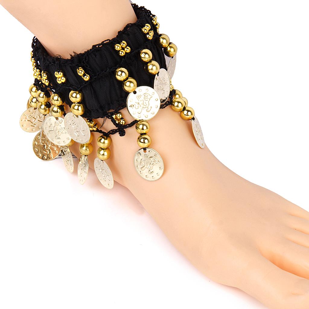 Belly Dance Dancing Anklet Waist Bracelet Cuff Chain Coins Beads Jewelry