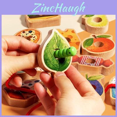 Dřevěná housenka na navlékání Korálky Dětské Puzzle Hračky Pro Děti Soustředění Dovednosti Rané Vzdělávání