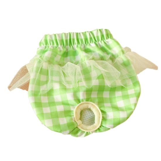 

Dog Physiological Pants Plaid Printing Leak-proof Polyester Elastic Pet Sanitary Diaper for Puppy M зелёный