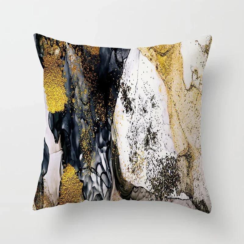 45*45 Marble Ocean Sea Pattern Polyester Throw Pillow Living Room Cushion Cover Home Decoration Sofa Decorative Pillowcase