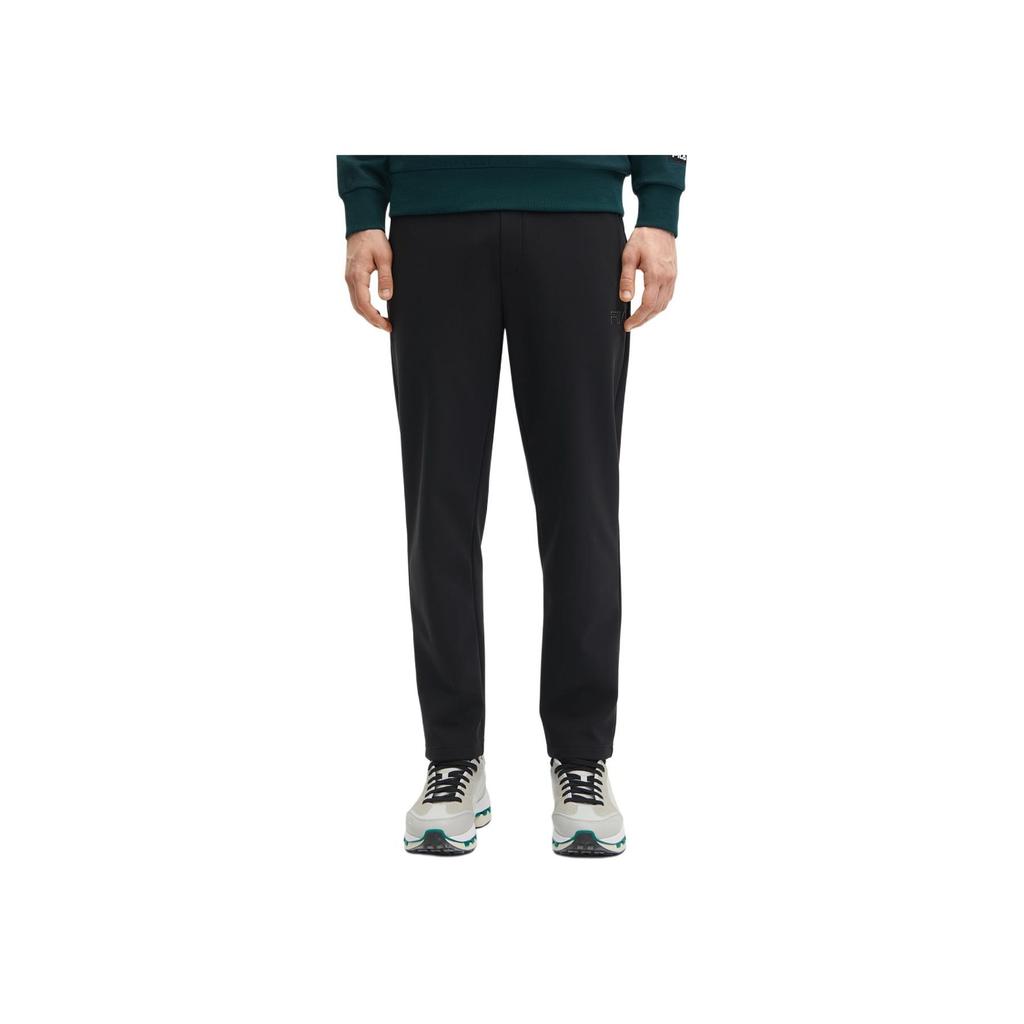 Fila X V&A Collaboration Morgan Series Solid Color Straight Leg Knit Casual Pants Men Pants Black F11M418602F-BK