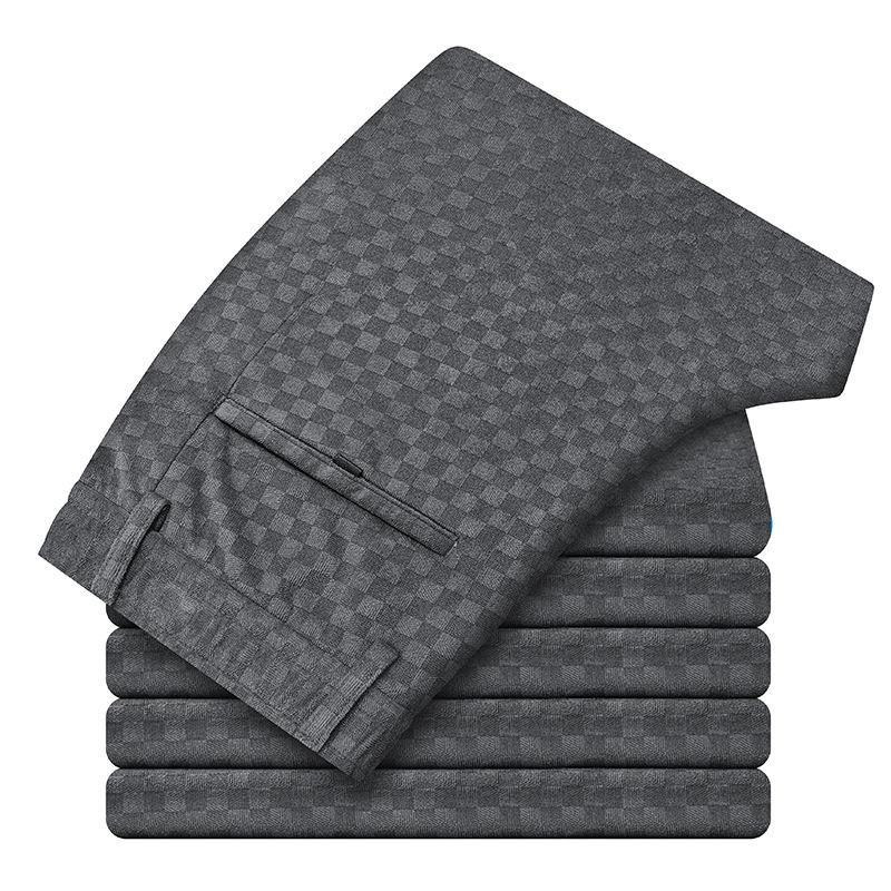 Corduroy men's elastic diamond plaid casual trousers male youth Korean version of the Slim small straight high-waisted men's trousers