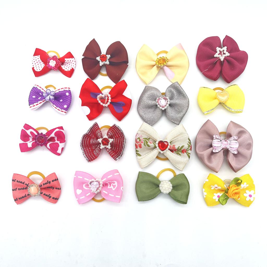 50/100pcs Cute Dog Hair Bows Dog Topknot Multicoloured Puppy Hair Bows Bright Flower Peals Pet Headwear Grooming Products