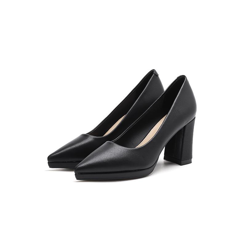 99 French pointed single shoes women's autumn new thick heels high heels women's pedal waterproof table women's shoes