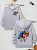 Kids Zip Up Hoodie Color Splash Soccer Player Print Long Sleeve Loose Hooded Jacket For Boys Girls Sports Daily Outerwear