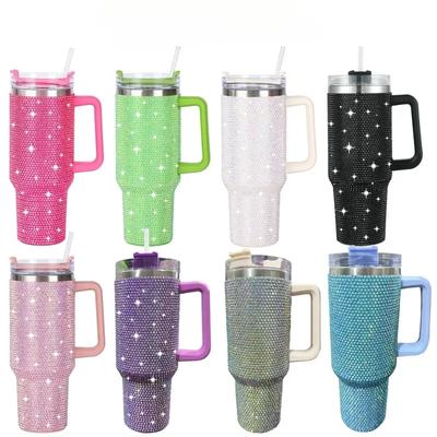 Diamantbesetzter Thermo-Silber-Wasserbecher aus Diamanten, Starbucks-Becher, Auto-Griffbecher, 304 Stahl, Büro, Zuhause