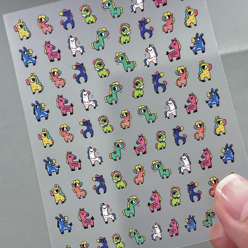 

3D Raised Cute Pony Manicure Art Decals 2026 Year of the Horse Nail Stickers A1