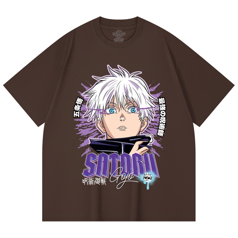 230 Gsm 100% Cotton Jujutsu Kaisen V27 Gojo Print Unisex Heavy Cotton T Shirt
