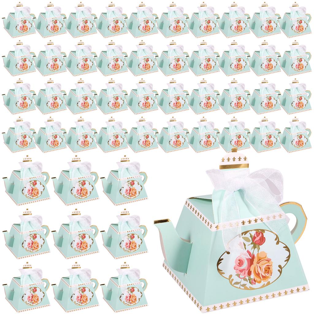 50/100Pcs Teapot Gift Boxes Cute Cookie Candy Box Mini Paper Present Bags Wedding Bridal Birthday Christmas Decor Party Supplies