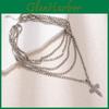 Cross Pendant Necklace Rhinestone Layered Chain For Women Summer