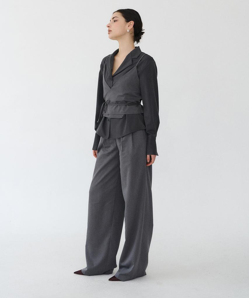 BIBYSEOB Double-Pleat Wide Slacks Charcoal [T51]