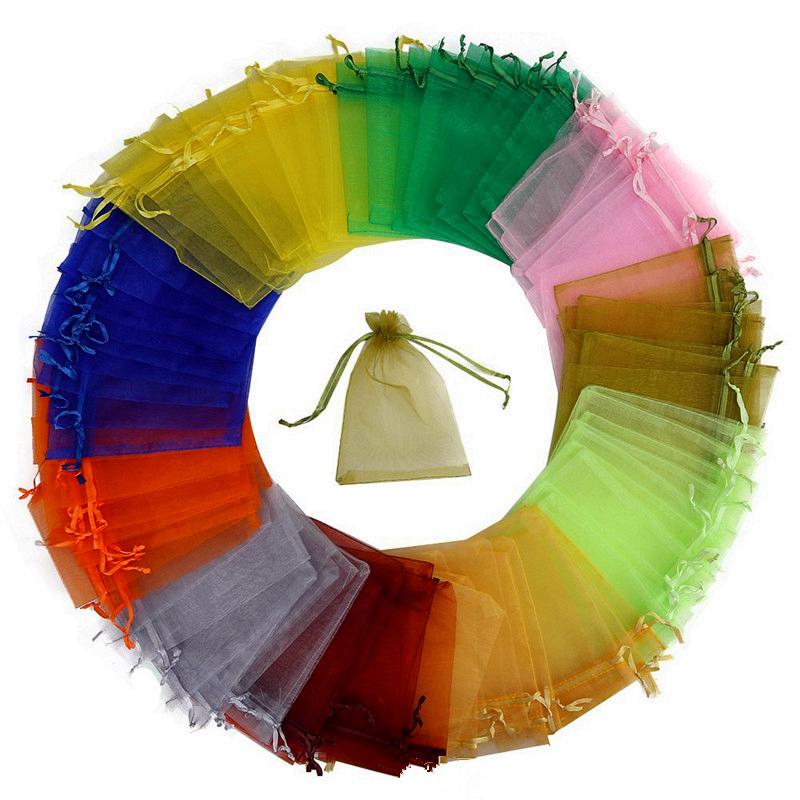 100pcs 13x18cm Drawstring Organza Bags Jewelry Packaging Bags Gifts Pouches Tulle Candy Bags Wedding Christmas Supplies