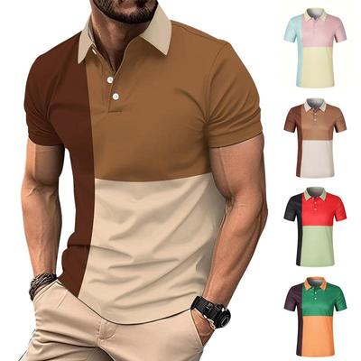 Camisas Polo de Manga Corta para Hombre Nuevas de Verano Moda Choque de Colores Camisas Polo de Moda Versátiles Camisas de Cuerpo Rayadas