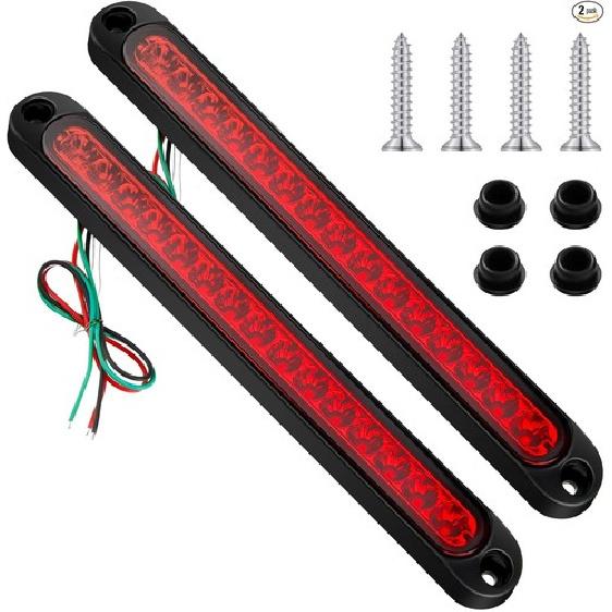 2 Pieces 10 Inch 15 LED Trailer Tail Light Bar Stop Turn Tail Lights Assembly