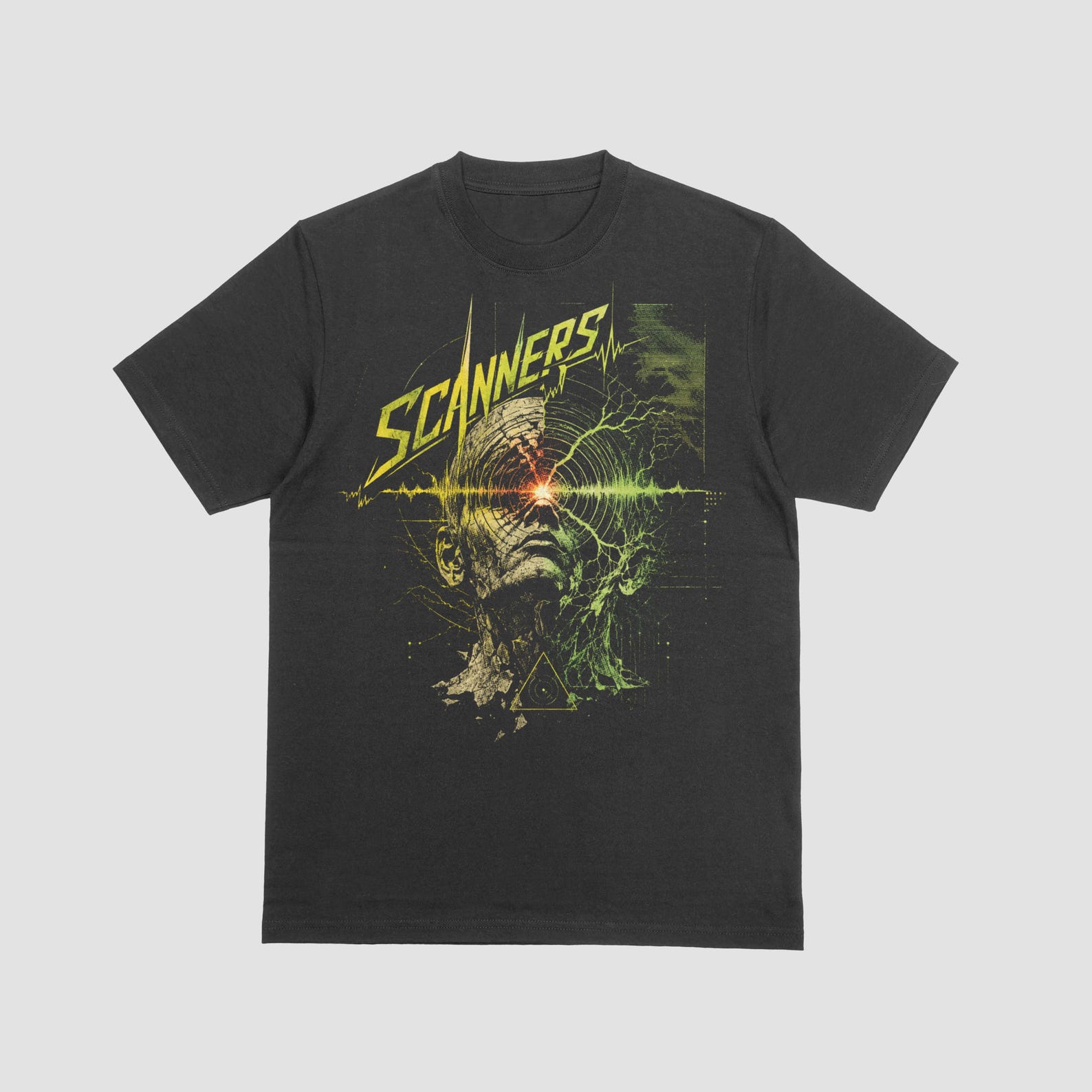 Scanners Acid Washed T Shirt, Retro Sci Fi Horror Movie Graphic, Cult Film Unisex Cotton Top S