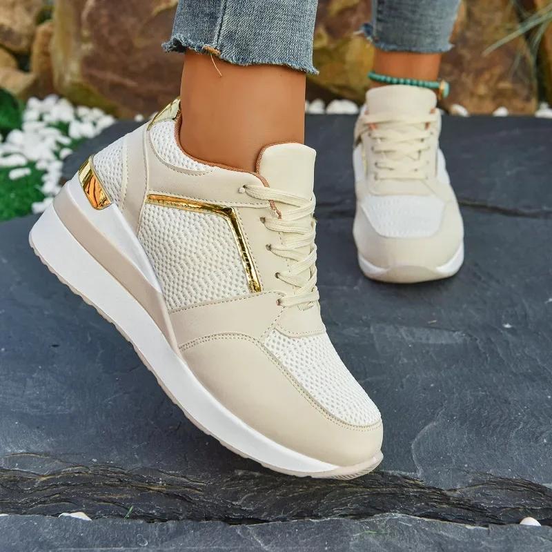 Women's Sneakers Luxury Rhinestone Casual Fashion Thick Bottom Non-slip Women's Lace-up Sports Running Shoes