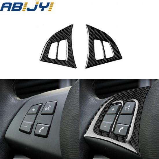 Carbon Fiber Steering Wheel Button Button Cover Trim For BMW X5 E70 2008-2013