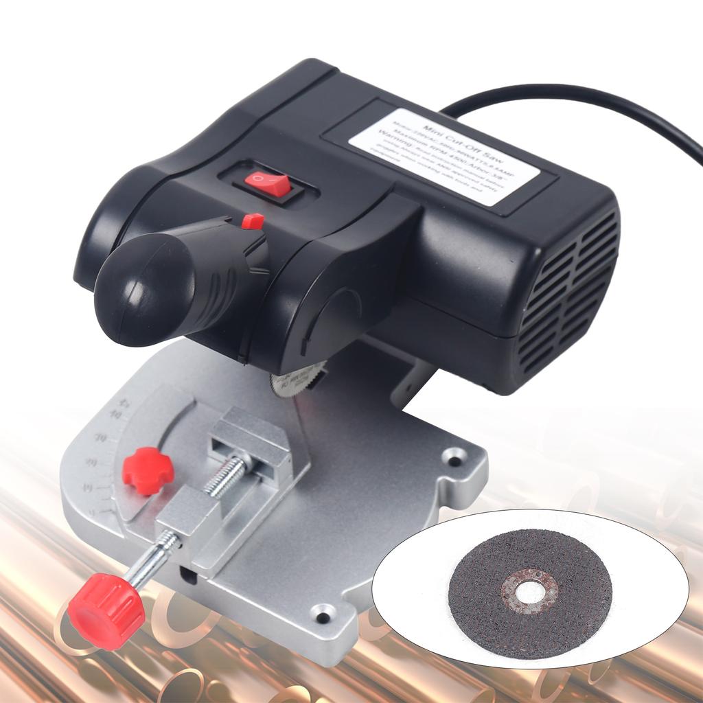 90W AC Cut-off Chop Saw Jig Saw Home DIY Benchtop Cutting Machine Soft Hard Metal Cutting Tool 45° Miter Cut Saw