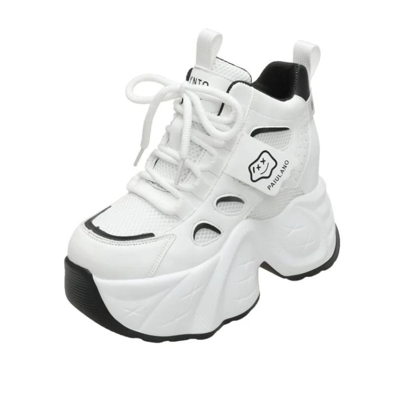 Mode 10CM Damen Chunky Sneakers Neu 2024 Herbst Hohe Plateau Mesh Dad Shoes Damen Casual Trainer Sneakers Dicke Sohle Vulkanisierte Schuhe