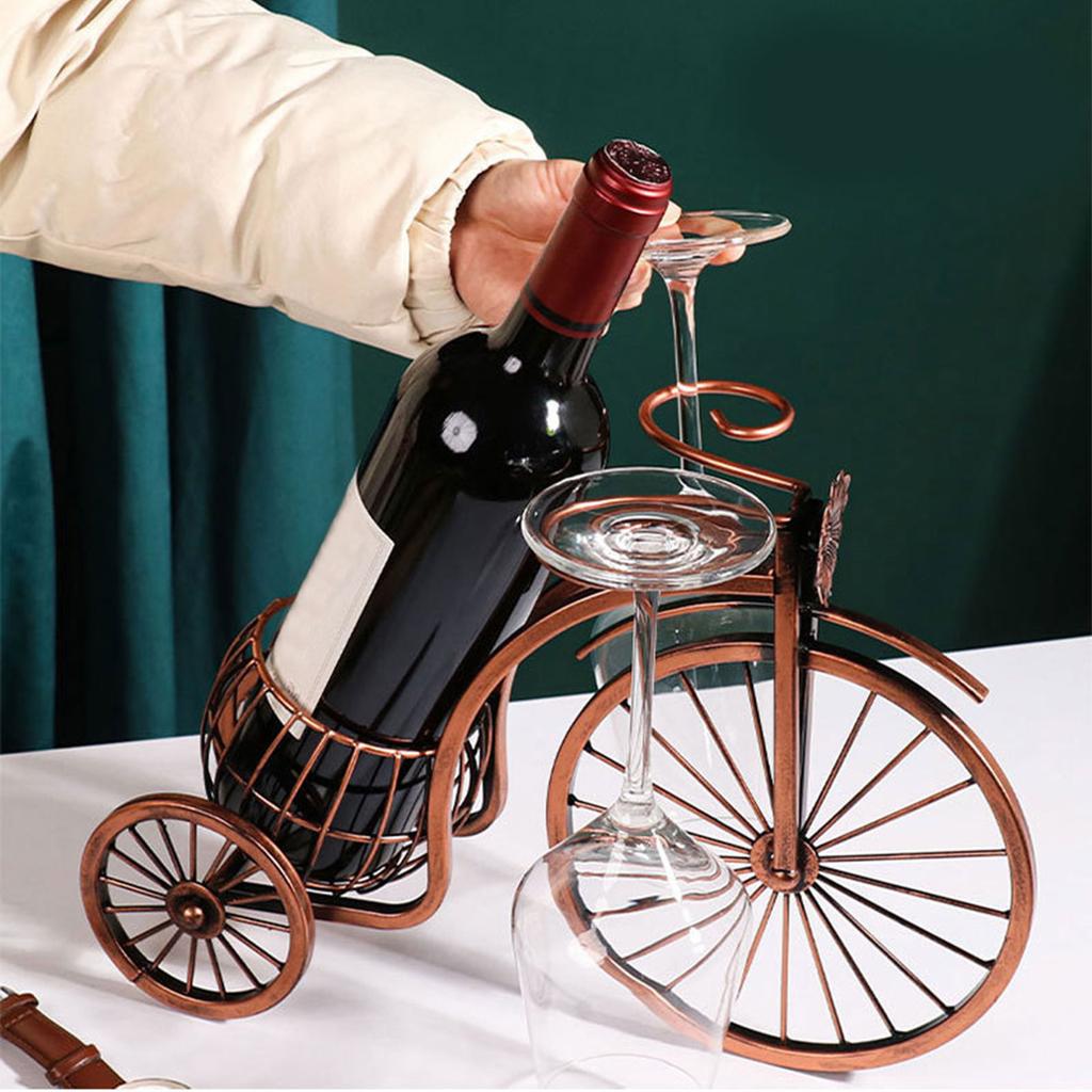 Creative Wine Bottle Holder Wine Rack for Single Bottle Three-wheeled Car Shaped Wine Organizer Stand Countertop Dis