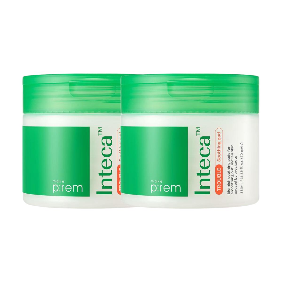 make p:rem Inteca Soothing Pad Daily Face Toner Pad Calming Skin Treatment 70 Pads 2-Pack
