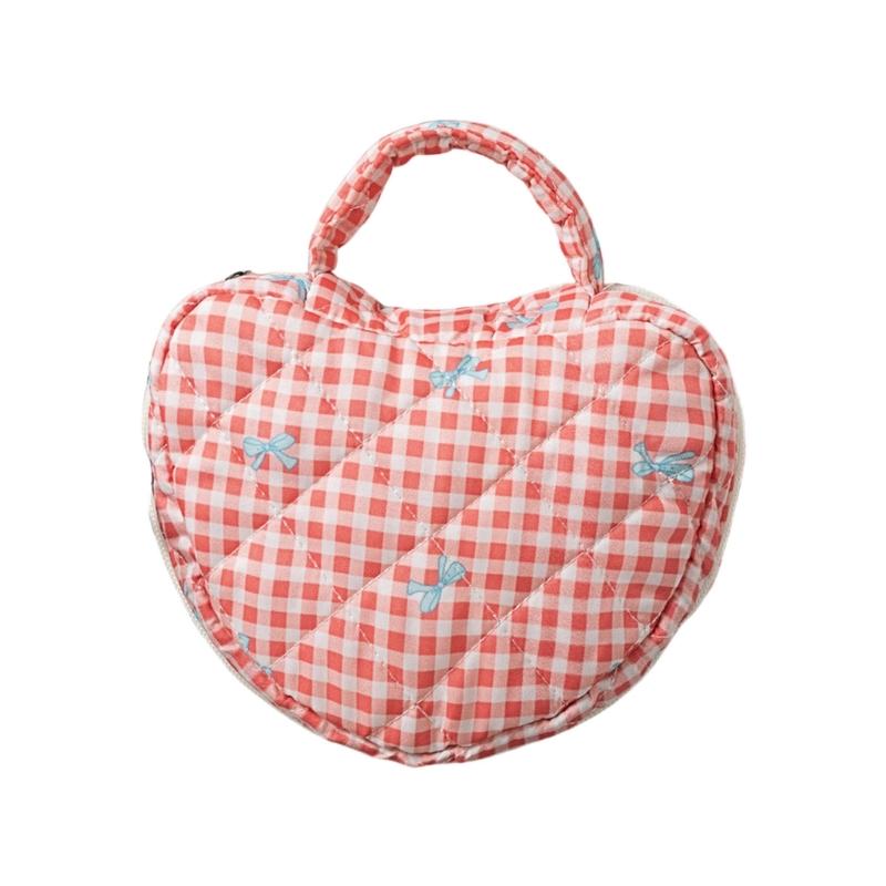 

Fashionable Florals Print Heart Cosmetic Case Quilted Construction Spacious Toiletry Bag for Women Girls Travel
