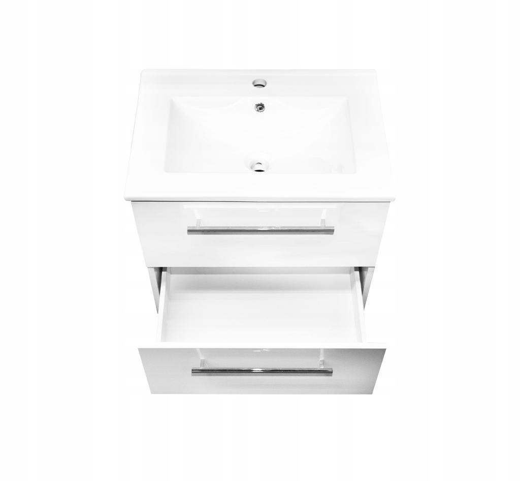 Bathroom Cabinet with Washbasin 60 Cm, Hanging, White, Soft-close Pinia