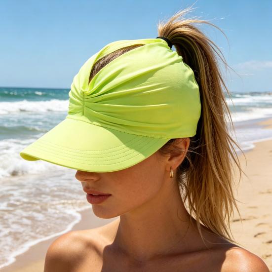 Women Sport Hat with UPF 50+ UV Protection Sweat-Wicking Fabric Open-Top Design Sun Visor Hat