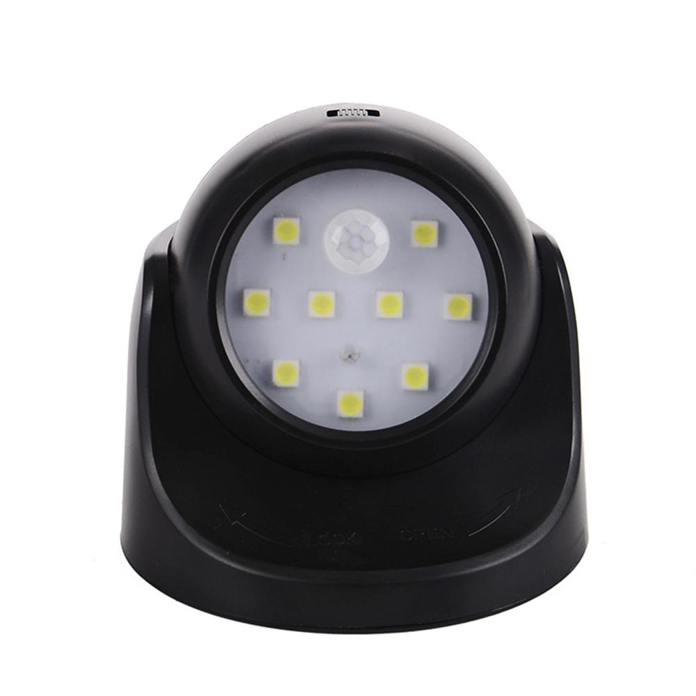 Light-operated Motion Sensor 9 LED Wall Lamp 360 Degree Rotation Battery Powered Night Light black#0