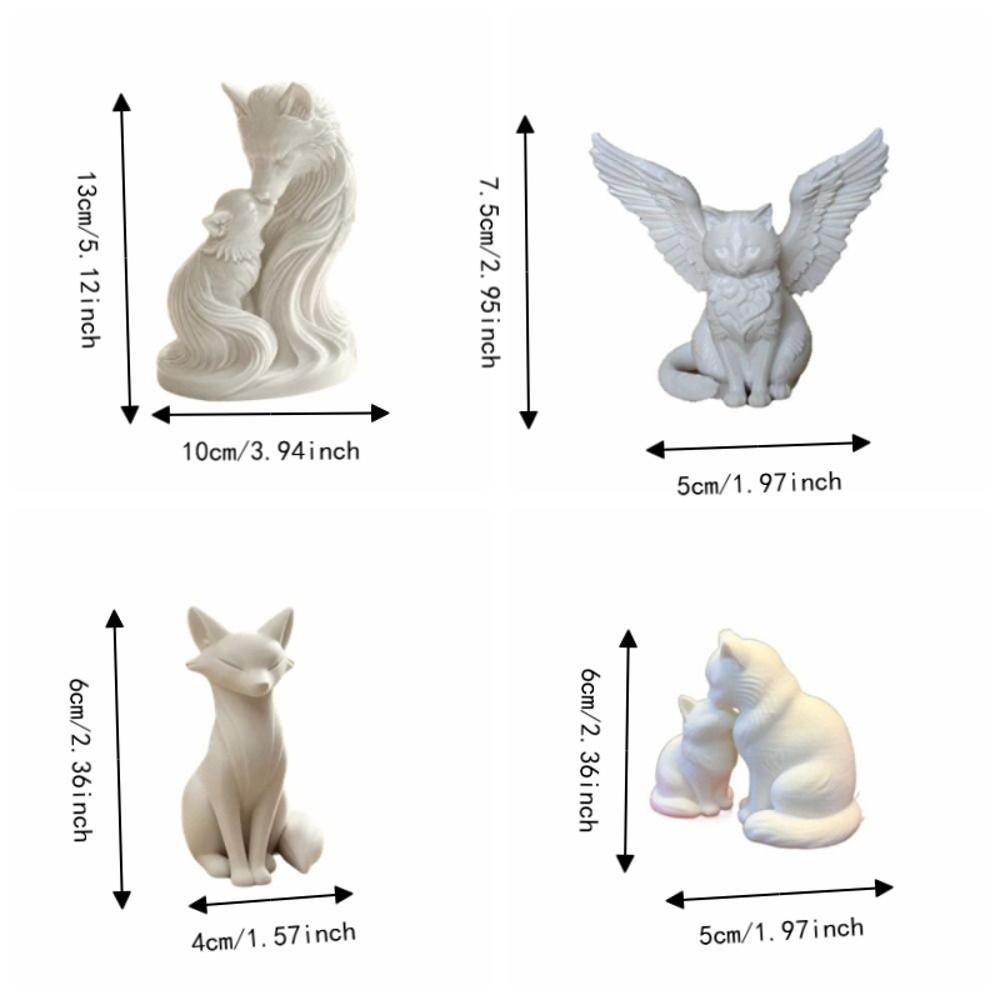 Home Decoration Cat Statue Kawaii Desktop Ornaments Creative Wolf Statue Living Room